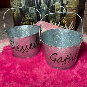 2 Tin Planters Blessed and Gather New with tags